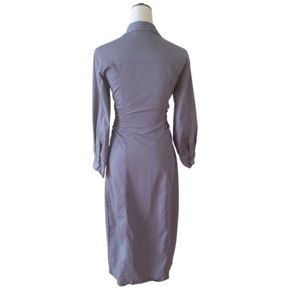 Zara Gray Blue Button Up Midi Length Shirt Dress Size Small - Picture 5 of 6